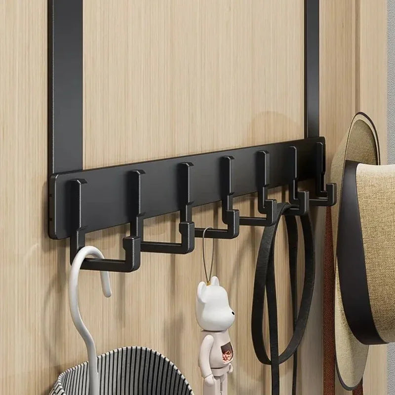 FlexaGrip Hakenleiste | Türgarderobe 7-fach | Ohne Bohren | Aluminium Schwarz