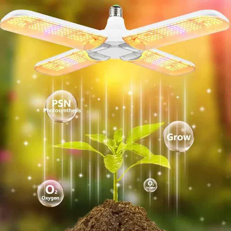 Floriva Pflanzenlampe | Faltbares Flügeldesign | Vollspektrum LED | 24W 36W 48W | E27 Sockel