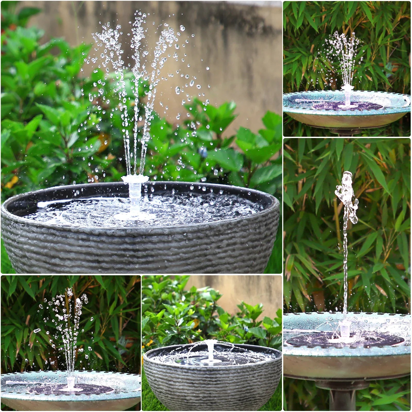 AquaGlow Fountain | Solar Springbrunnen mit LED-Beleuchtung | 16 Düsen & 5000mAh Akku