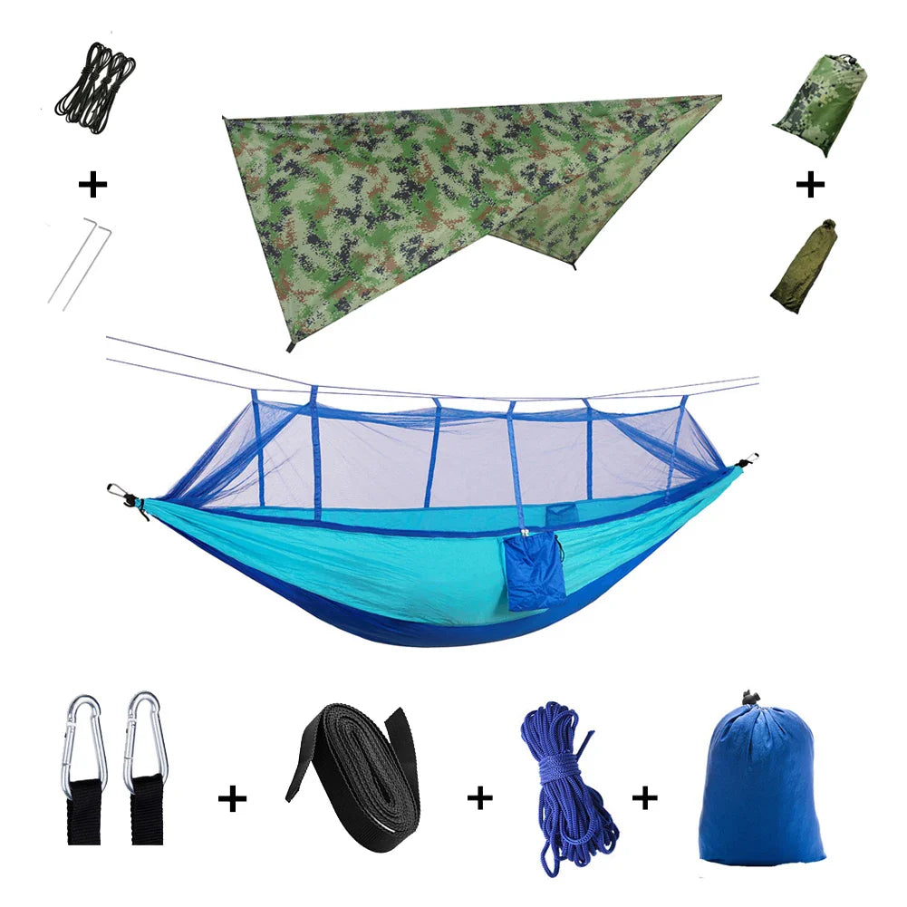 Nomaterra Hängematte | Mit Moskitonetz & Tarp | Ultraleicht & Wetterfest | Für Outdoor & Trekking
