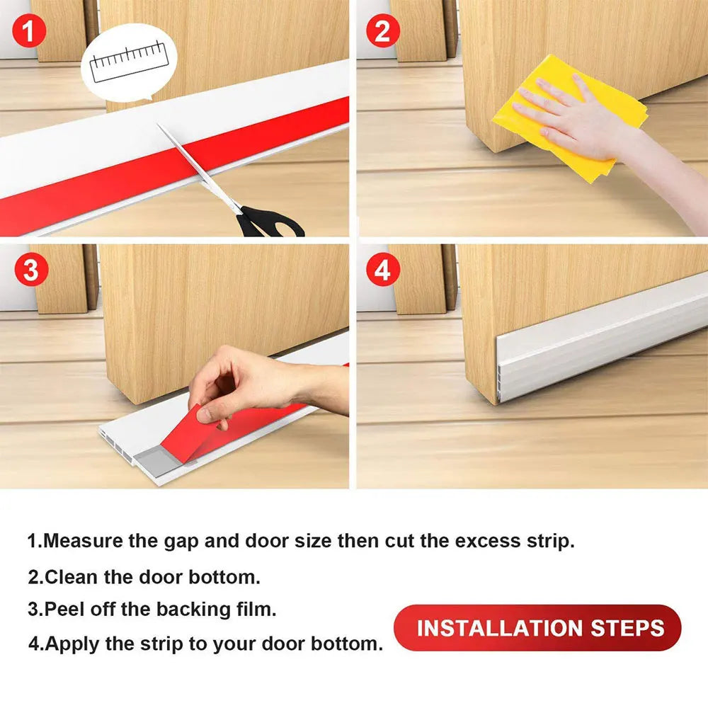 EcoSeal Türzugluftstopper | Selbstklebend | Lärmschutz & Energiesparend | Für Zuhause & Büro