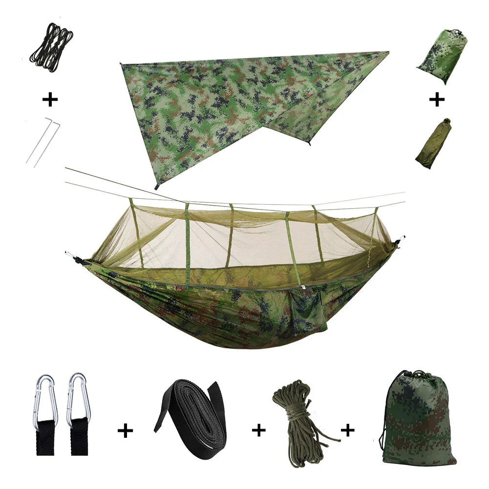 Nomaterra Hängematte | Mit Moskitonetz & Tarp | Ultraleicht & Wetterfest | Für Outdoor & Trekking