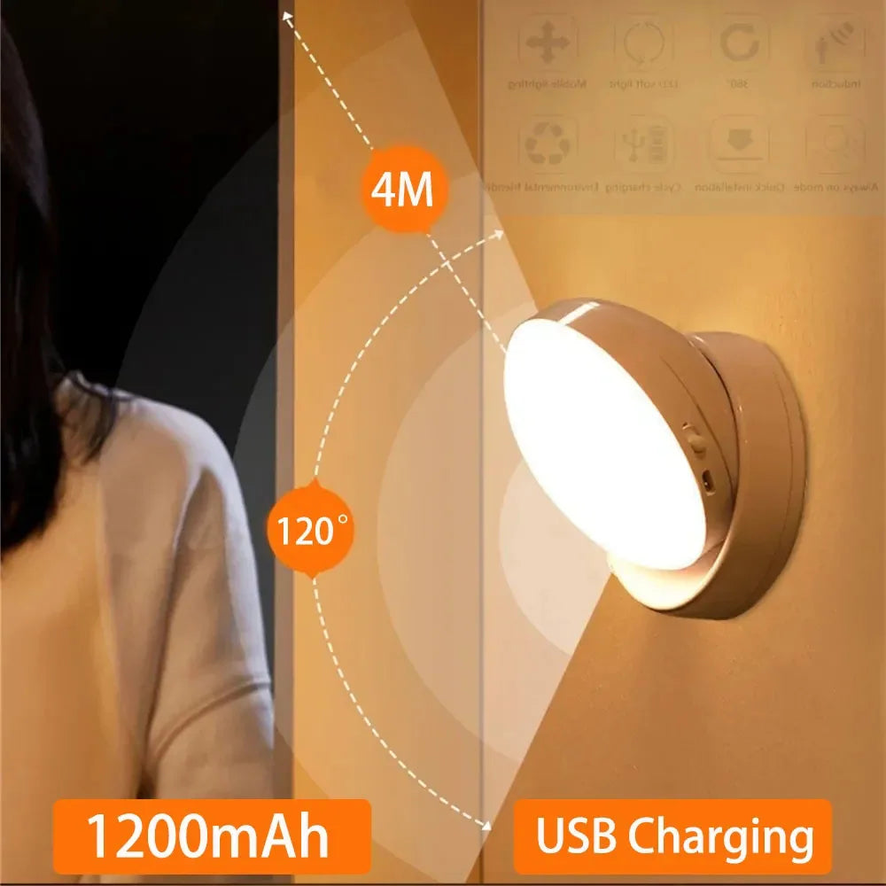 Glowigo Nachtlicht | Bewegungssensor | 360° Drehbar | USB-C Aufladbar