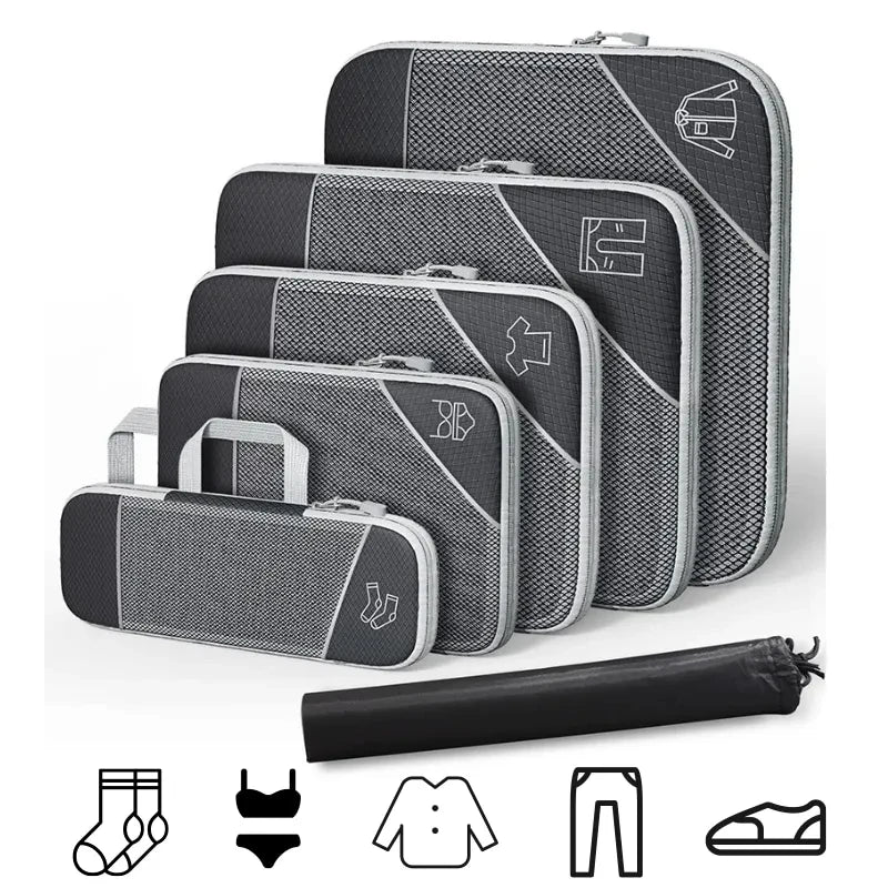 PackMate | Reise Organizer Set | Komprimierbar und Wasserabweisend | 6-teilig