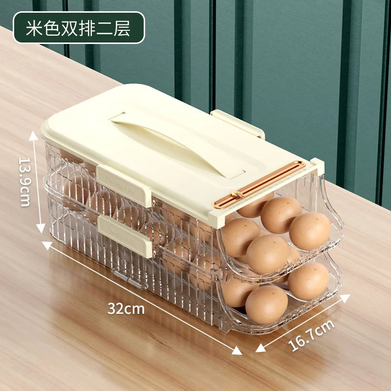 FridgeEase | Automatischer Eier-Rollmechanismus | Stapelbar & Transparent | Für Ordnung im Kühlschrank