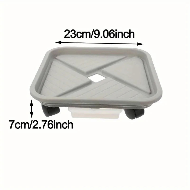 Floravivo Pflanzenroller mit Tropfschale | Quadratischer mobiler Pflanzenständer | Stabil und leicht zu bewegen