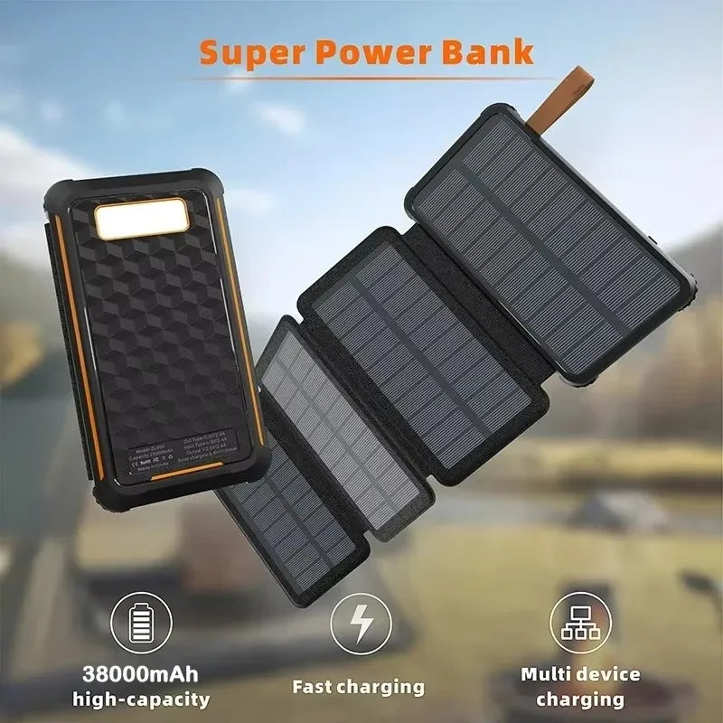 PowerPack Solar | Faltbare Powerbank mit Solarpanel | USB-Ausgang | Wasserdicht & Outdoor geeignet