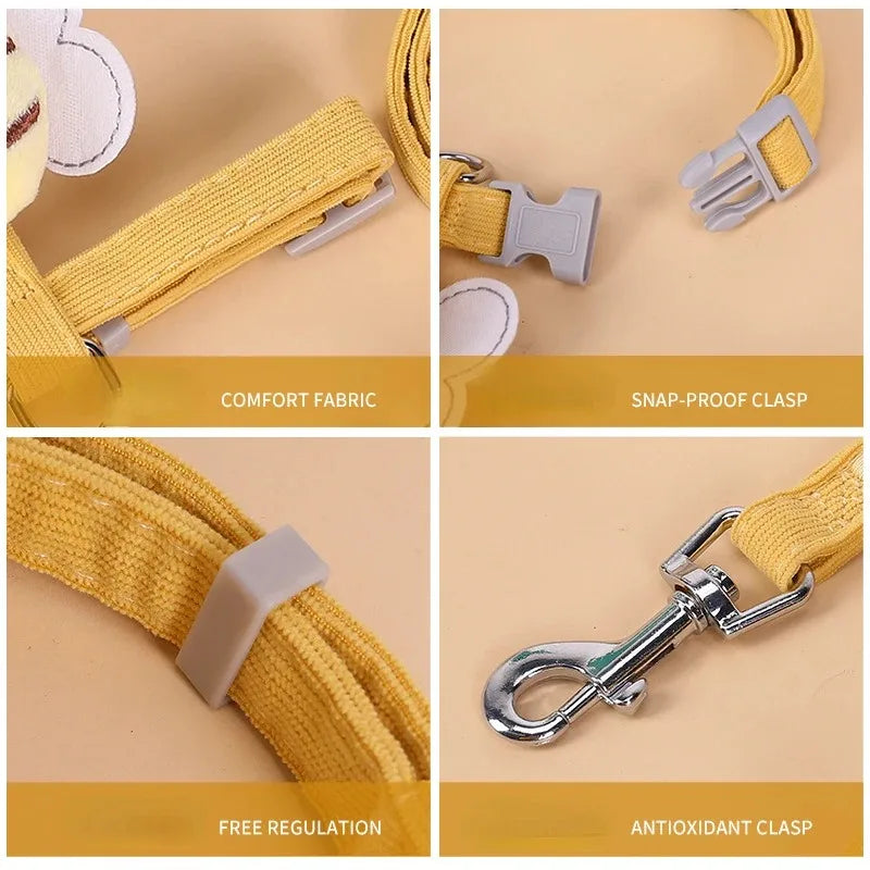 PawLux Hundegeschirr Set | Bequem & Sicher | Doppellagiges Nylon | Trendiges Design | Für Hunde & Katzen
