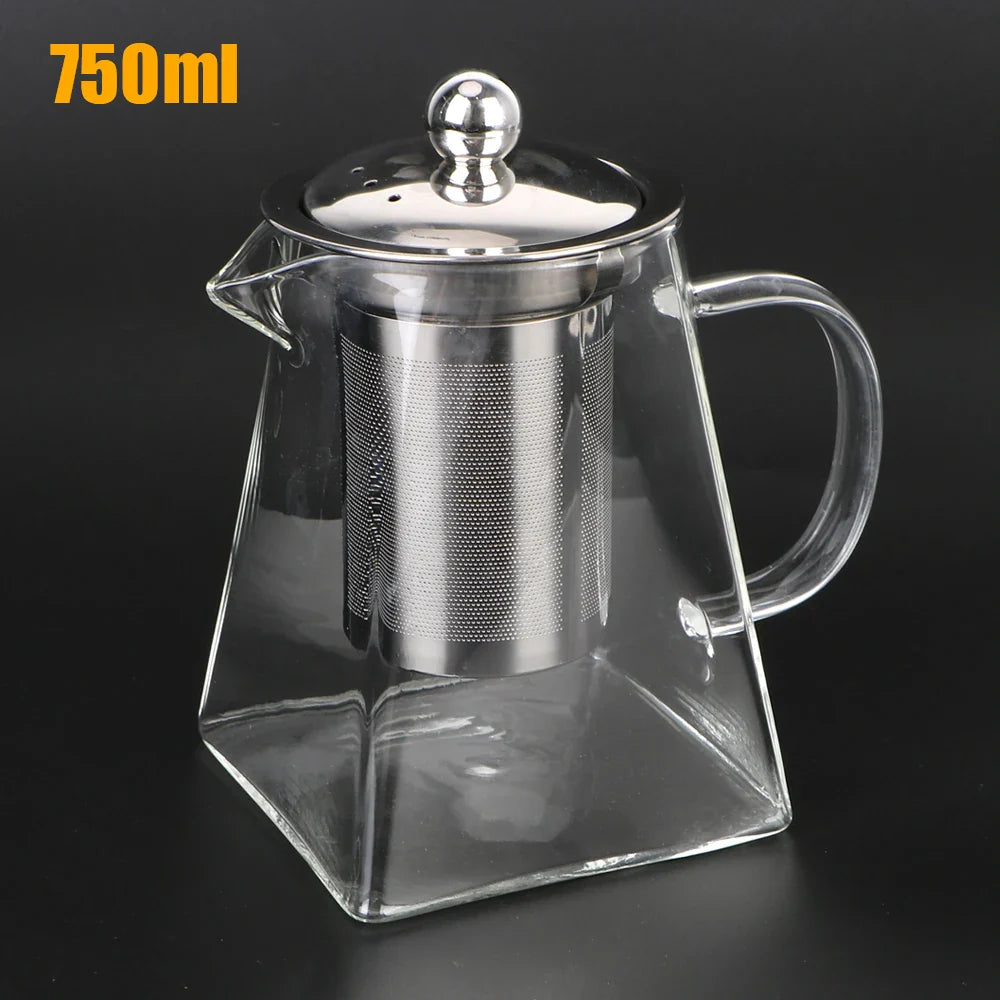 TeaMaster Glass Teapot | Hitzebeständig | Mit Edelstahlsieb für losen Tee