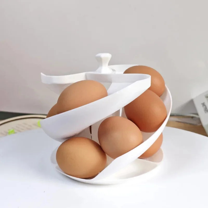 EggStream Pro | Selbstrollender Eierhalter | Kompaktes Stapeldesign | Für 18 Eier | Frische-Organizer