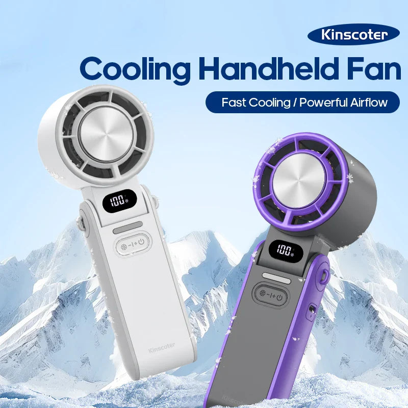 Breezivo Mini Ventilator | Ice-Cool Funktion & 3600mAh Akku | Faltbar & Leicht | Blau