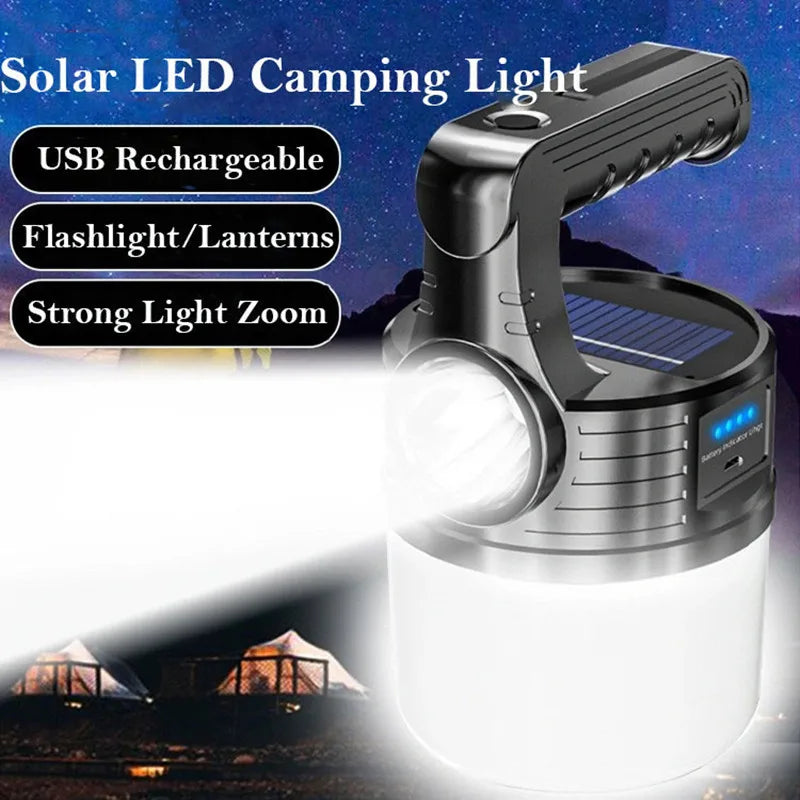 LumaCamp Solar | Multifunktionale Campinglampe | Wiederaufladbar mit USB & Solar | Tragbar und Kompakt
