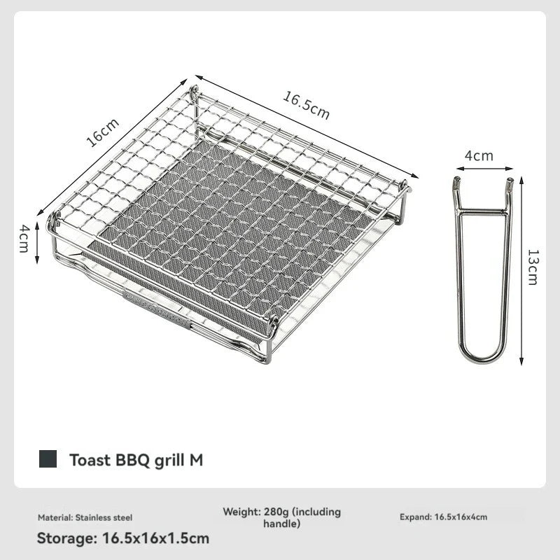 Toastrya Edelstahl-Toaströster | Klappbarer Outdoor-Rost | Modell S & M | Für Feuerstelle, Gaskocher & Campingküche