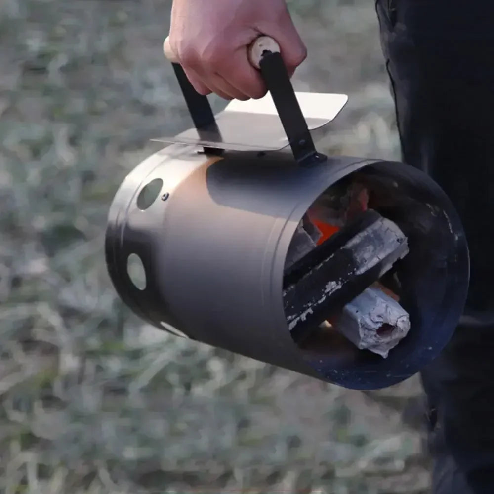 FireCraft Mini | Tragbarer Holzkohleofen | Stabil & Kompakt | Ideal für Outdoor & Camping | Leicht zu Reinigen