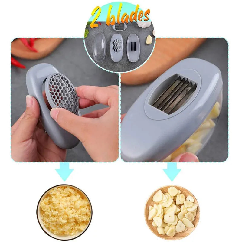 CookMate | Knoblauchschneider 2-in-1 | Edelstahlklingen & Silikongriff | Küche & Kochen