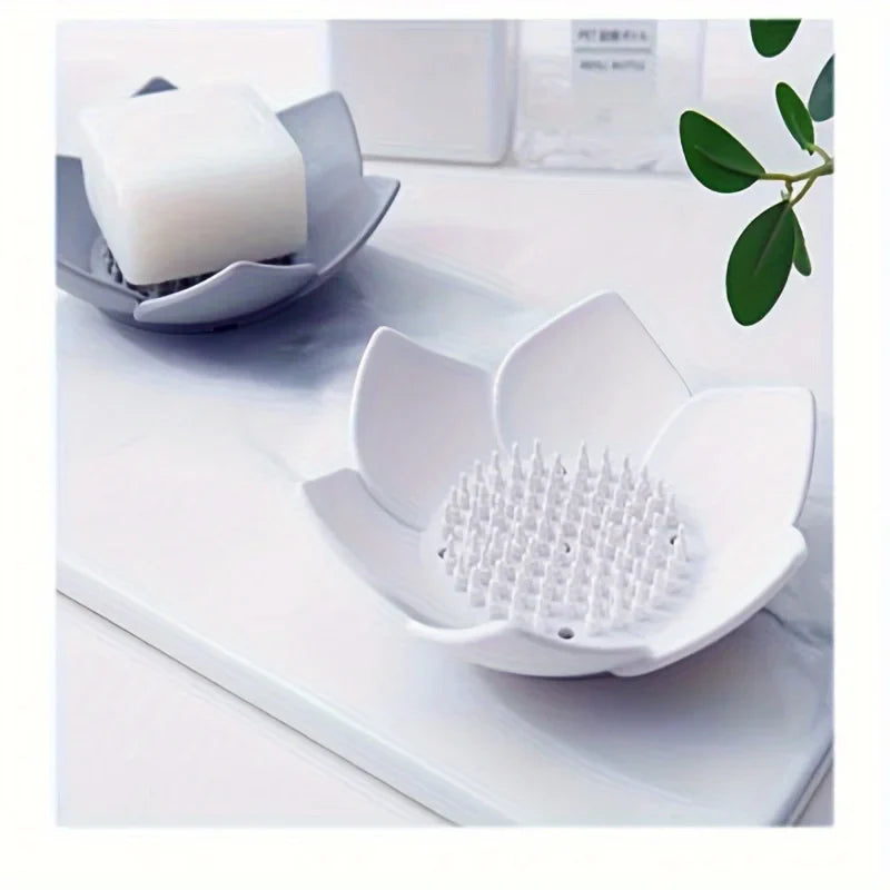 Drovalis Seifenhalter | Rutschfest & Hygienisch | Lotus-Design aus Silikon | Für Bad & Küche