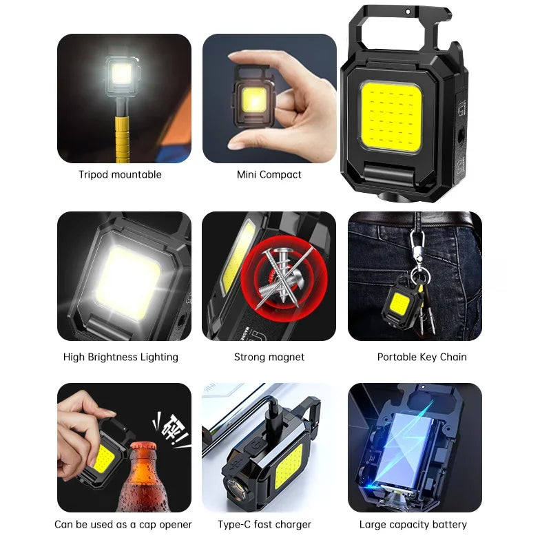 TorchKey Mini Taschenlampe | 1000 Lumen | Magnetfuß & USB-C | Schlüsselanhänger-Format