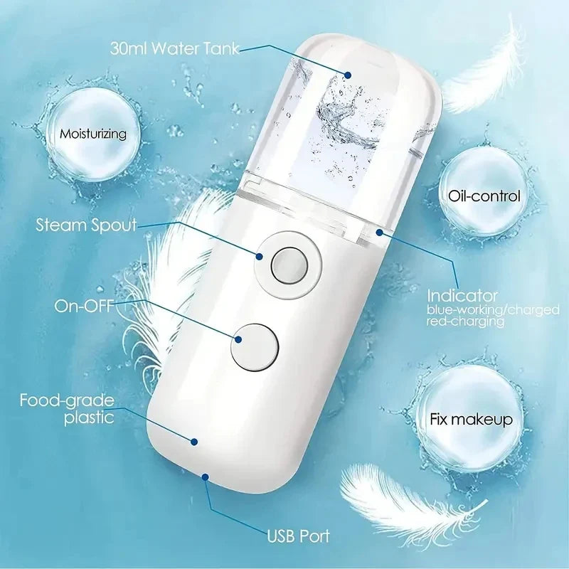 Mistiva Gesichtsdampfer | Nano-Nebel & USB | Kabellos | 30 ml Tank