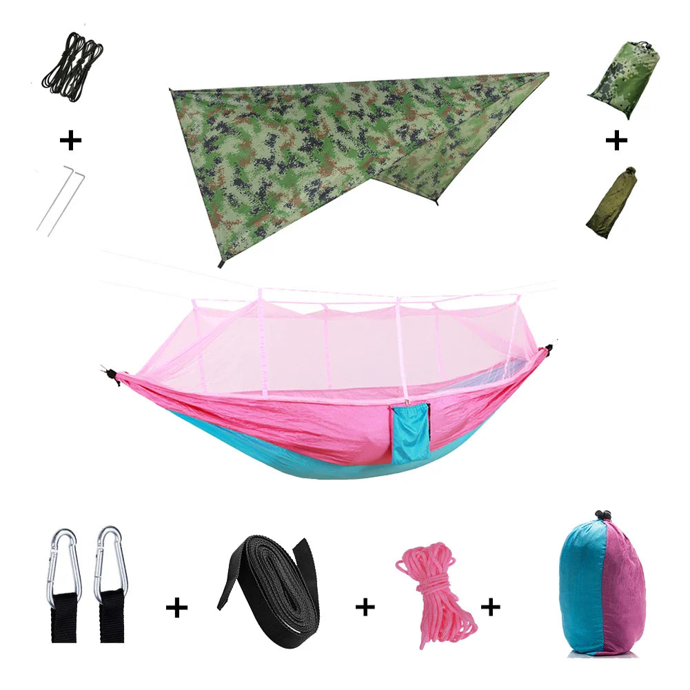 Nomaterra Hängematte | Mit Moskitonetz & Tarp | Ultraleicht & Wetterfest | Für Outdoor & Trekking