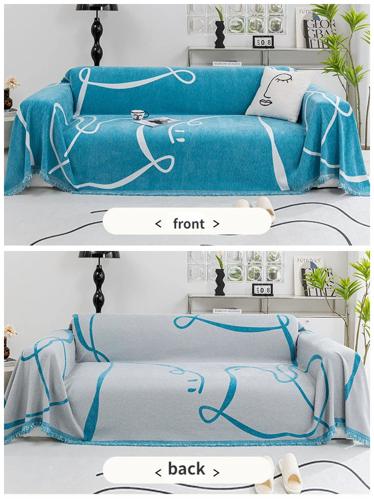 Velvyn | Chenille Sofabezug | Komplettsofabdeckung & Decke in Schwarz | Staubresistent, Weich & Vielseitig | Waschbar & Pflegeleicht