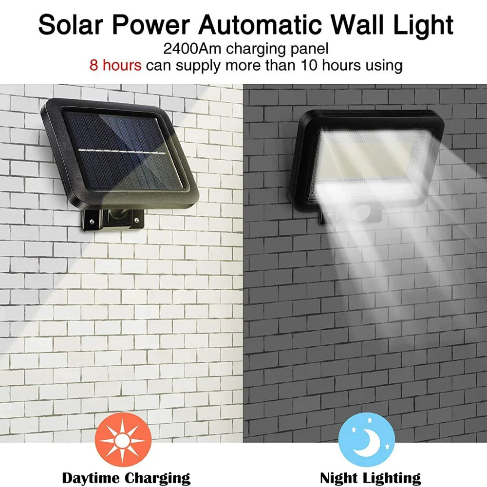 LumoSpark 100 | Solarbetriebene Außenleuchte | Bewegungssensor & Wetterfest | 100 COB-LEDs