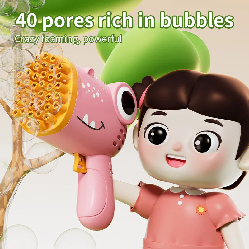 BubbleRex | Dinosaurier Seifenblasenmaschine | Automatisch | 40 Düsen Power