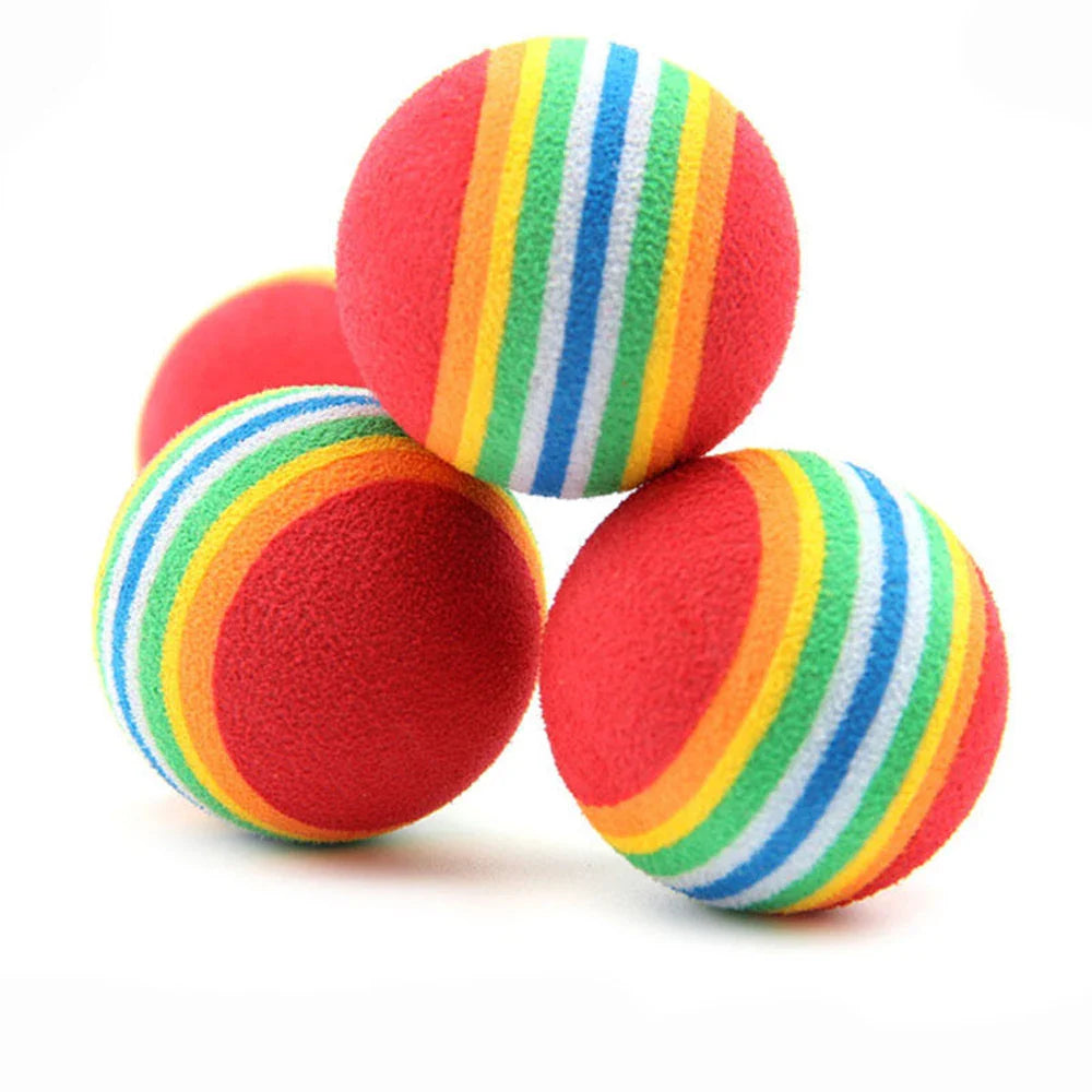 JoyPaws Regenbogen-Spielbälle | Leicht & Sicher | Fördert Bewegung & Sinne | Für Katzen & Kleine Hunde | 6er Set