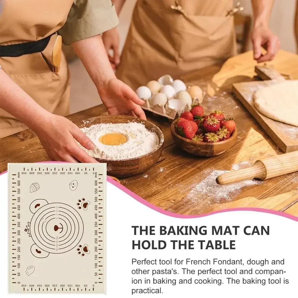 BakeMaster | Silikon-Backmatte | Rutschfest & Maßskala | Antihaft Teigmatte 70x50 cm
