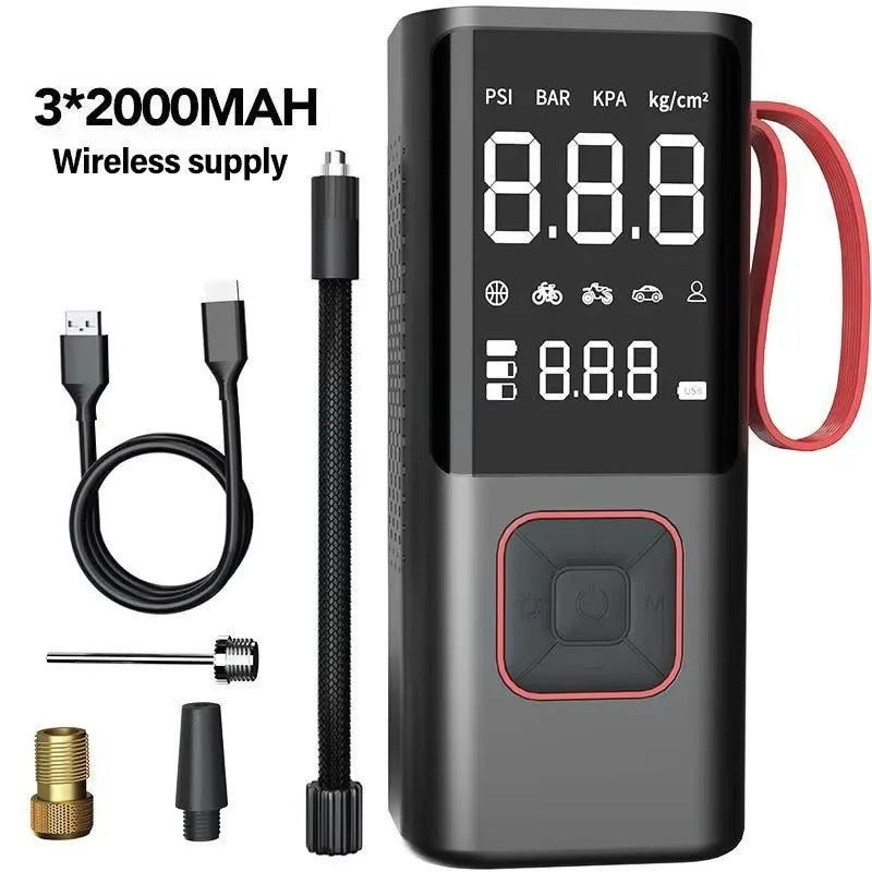 MaxiPump Digitale Akku-Luftpumpe | Präzise Druckkontrolle & LED-Licht | Für Auto, Fahrrad, Ball & Outdoor | USB-kabellos & Powerbank