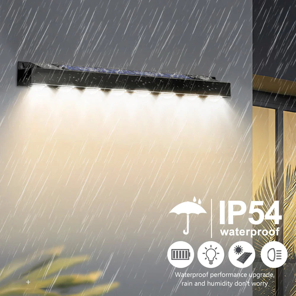 Solvara Solar Wandleuchten | Aluminium Gehäuse | Bewegungsmelder | Warmweißes Licht | IP54 Wetterfest