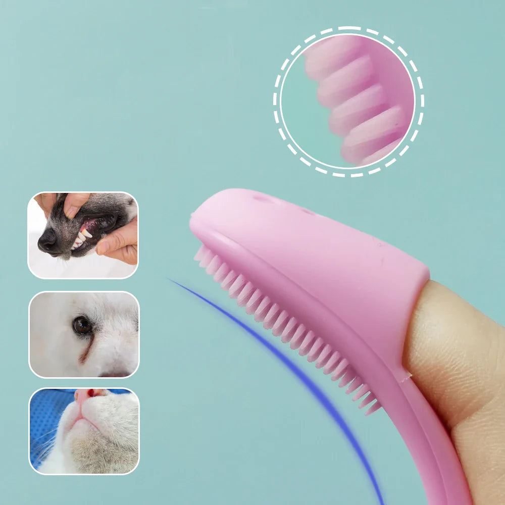 PetiFlex | Fingerbürste für Haustiere | Sanftes Silikon, 3-in-1 Funktion & universelle Passform | Zahnreinigung, Tränenpflege & Fellhygiene