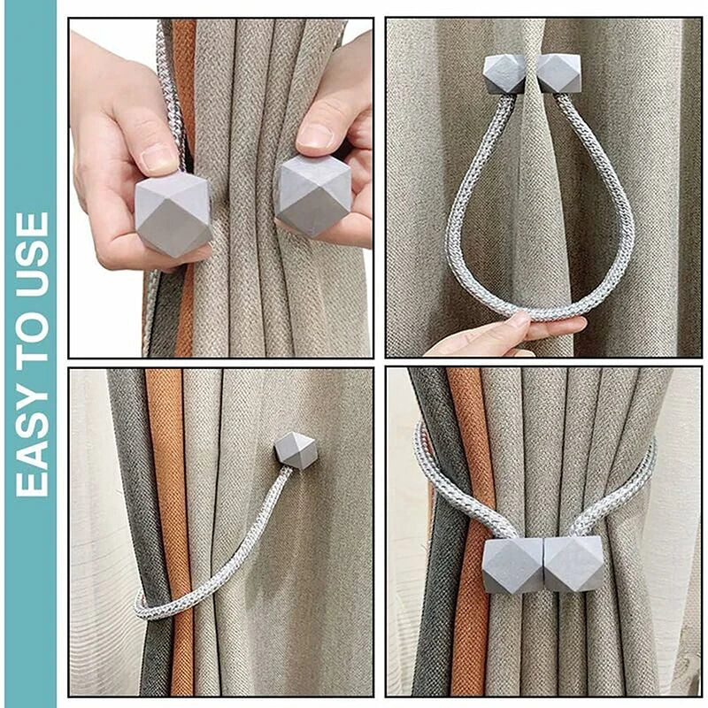 MagnaHold | Magnetische Gardinenhalter | Dekoratives Seil-Design | 2er-Set