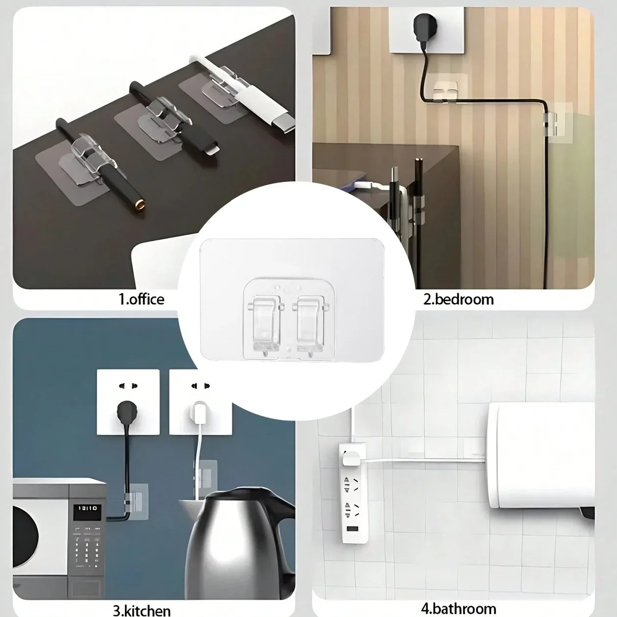 StickHold Clear Hooks | Selbstklebend & Transparent | Für Kabel, Lichterketten & Deko