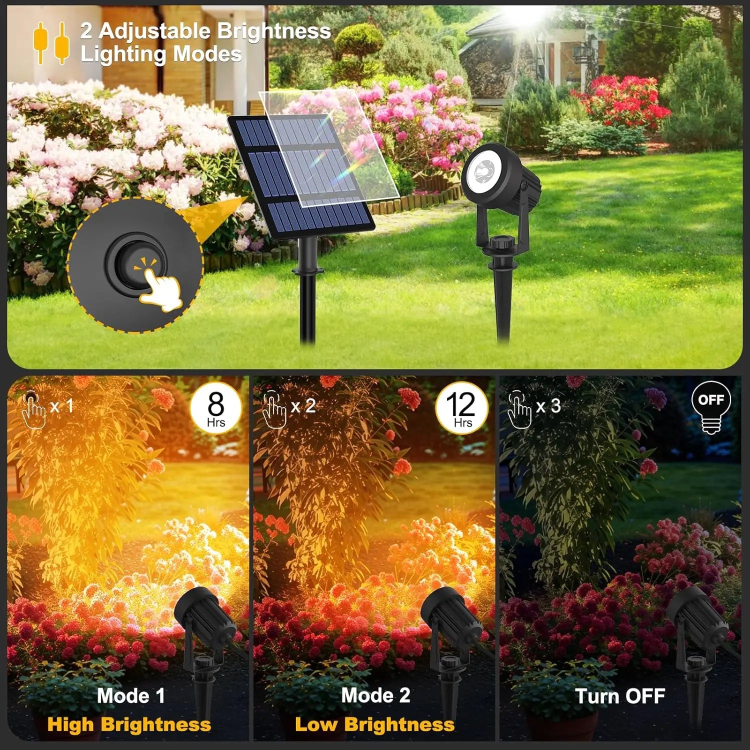 GlowRay DuoColor Solar Gartenstrahler | 2 Lichtfarben | Wetterfest & Leistungsstark | Solarbetrieben