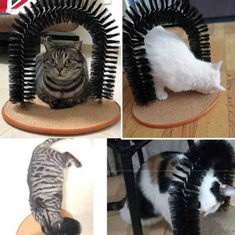 FurEase | Katzen Massage- & Pflegebogen | Selbstbürste, Fellpflege & Entspannung | Für alle Katzenrassen zu Hause