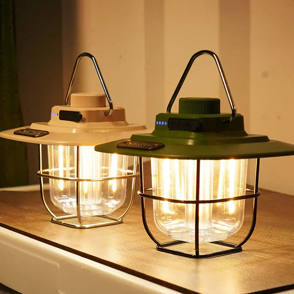 SolariaGlow | Wiederaufladbare LED-Retro-Laterne | Dimmbar & vielseitig | Camping, Garten & Balkon