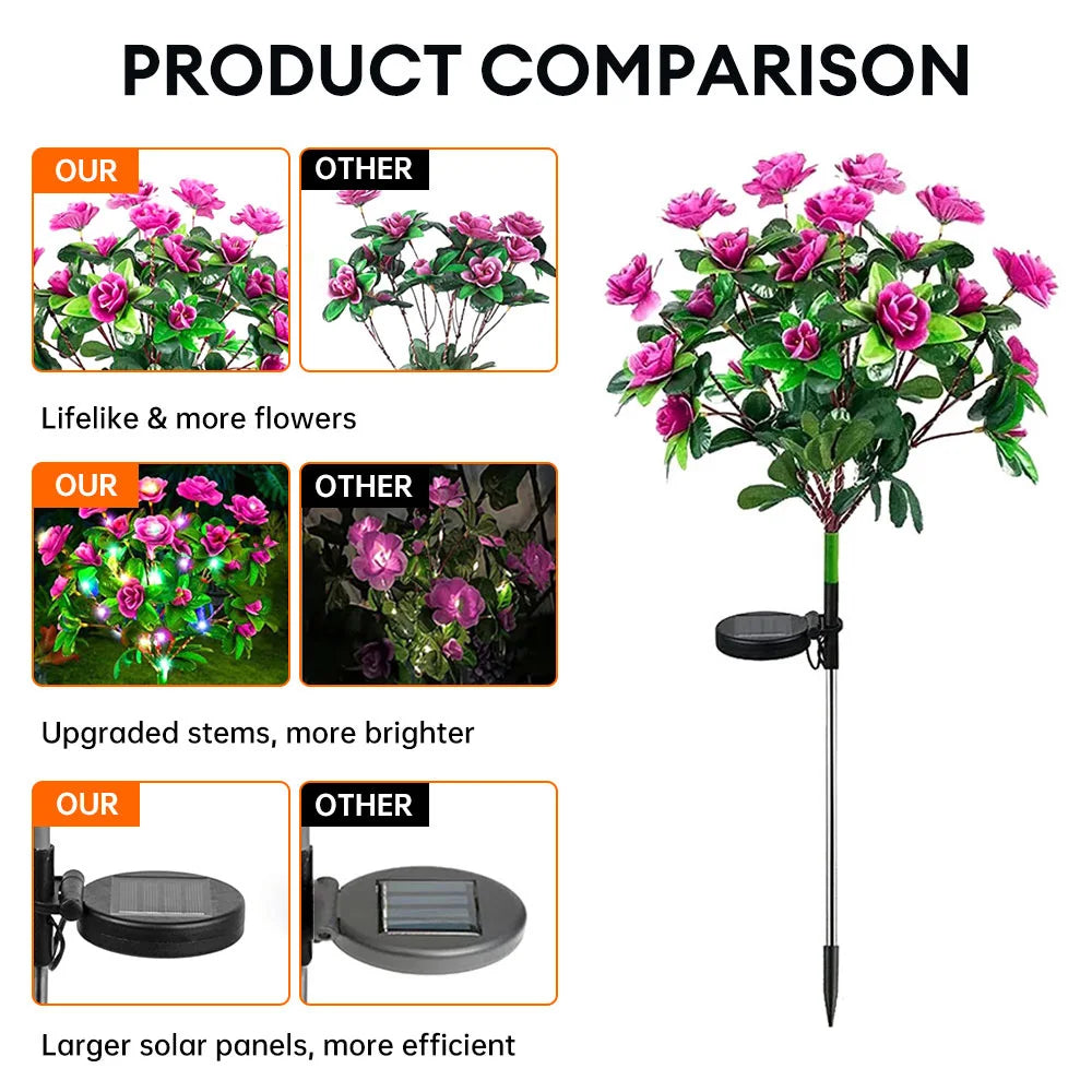 FloraGlow Solar Gartenlampe | Azaleen-Design | LED | Wetterfest & Kabellos | 8h Leuchtzeit