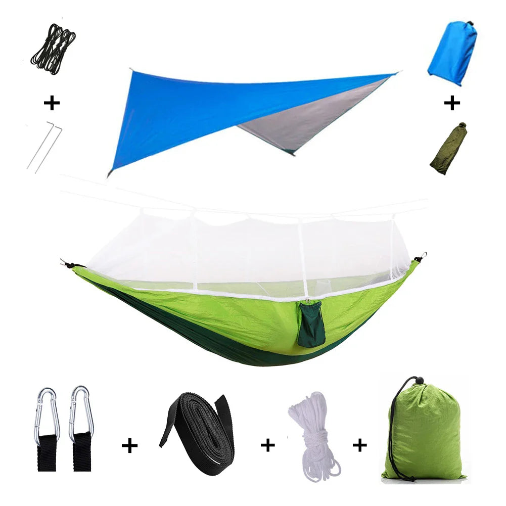 Nomaterra Hängematte | Mit Moskitonetz & Tarp | Ultraleicht & Wetterfest | Für Outdoor & Trekking