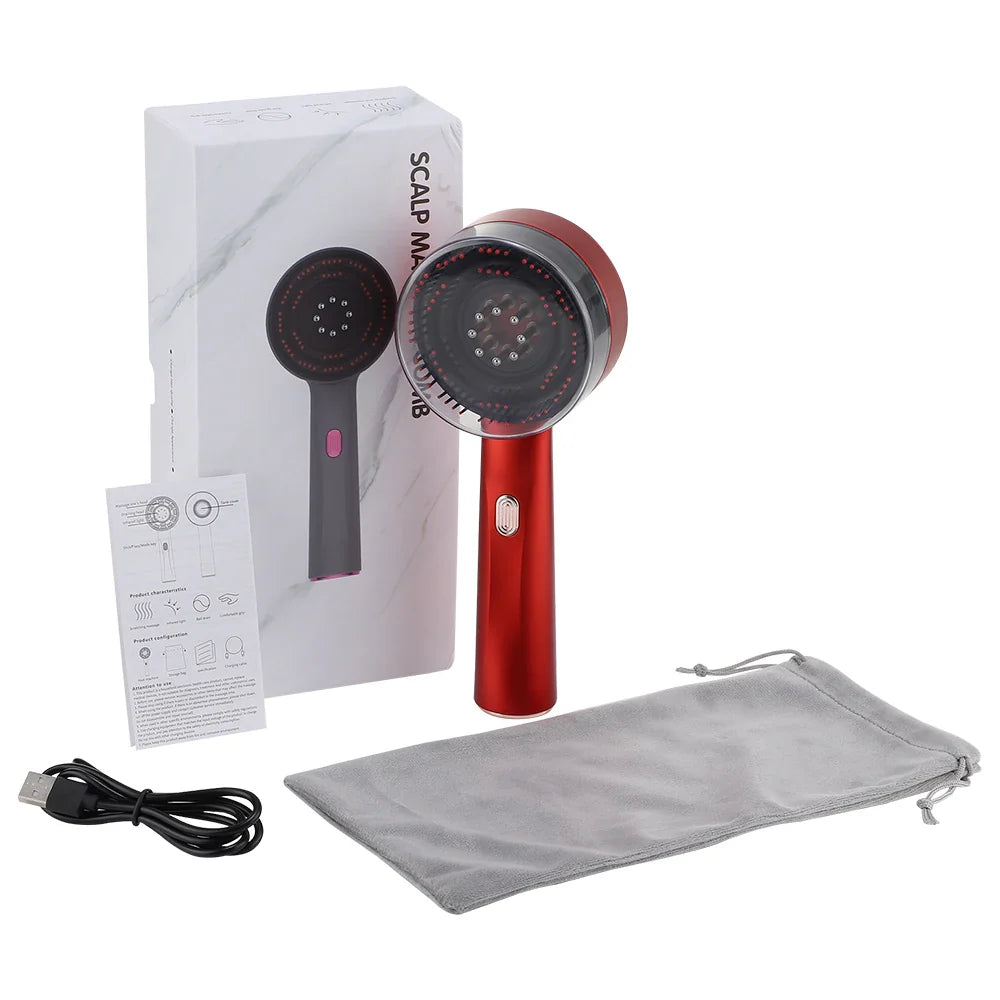DermaGlow | Mikrostrom Massagekamm | LED-Licht & Serumfunktion | 3 Massage-Modi