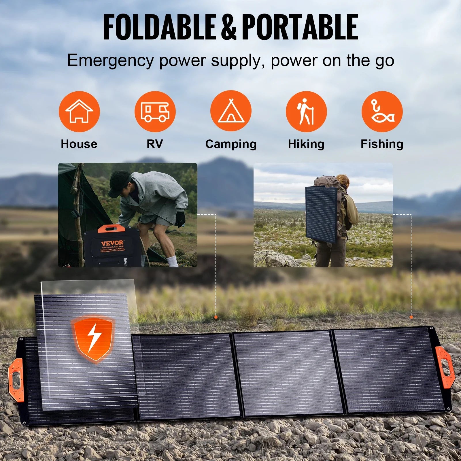 SolaroWay 200W Solarpanel | Faltbar & Mobil | Hohe Effizienz | Wetterfest | Für Outdoor & Camping