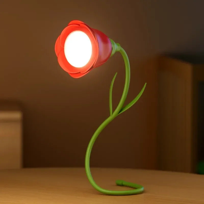 Lunafleur | Wiederaufladbare LED-Rosenlampe | Flexibel & Dimmbar | 3 Farblichter mit Helligkeitsspeicher | Kreatives Nachtlicht & Geschenk für Frauen