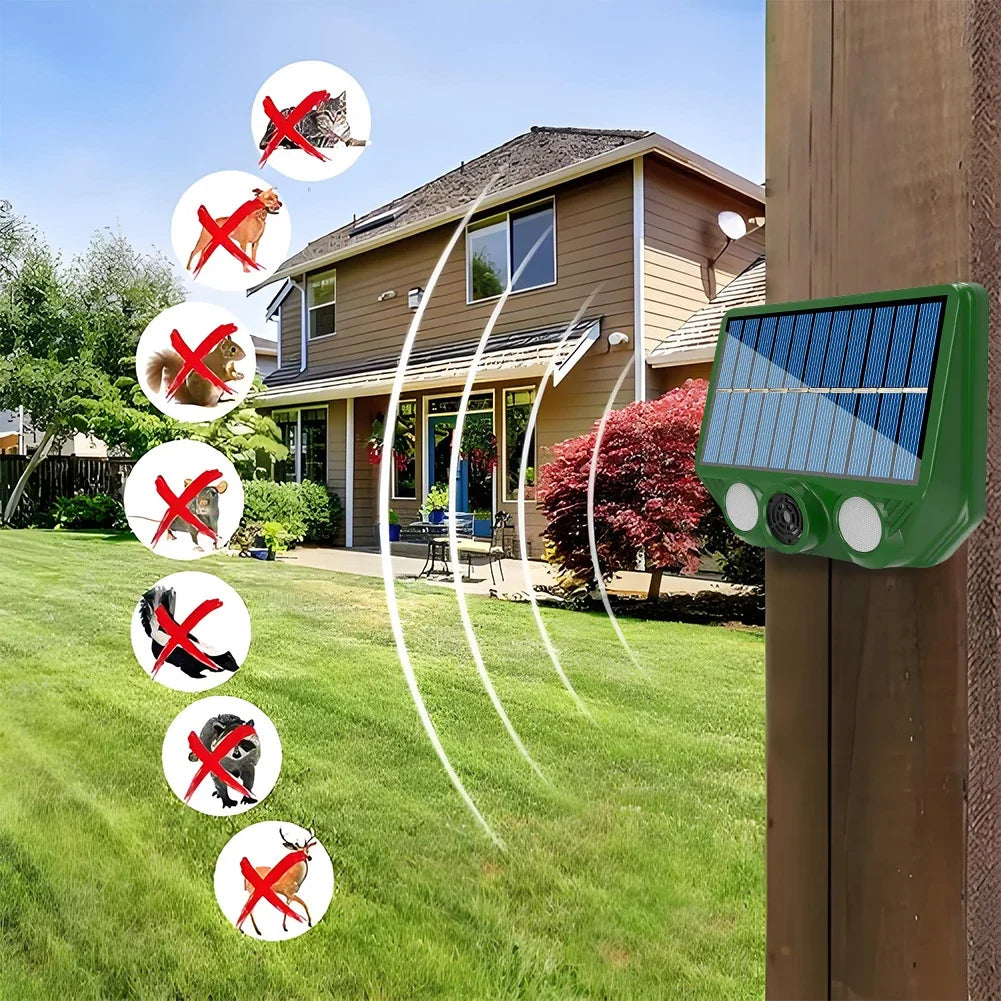 EcoGuard | Solar Tiervertreiber | Ultraschall & LED Licht | Umweltfreundlich