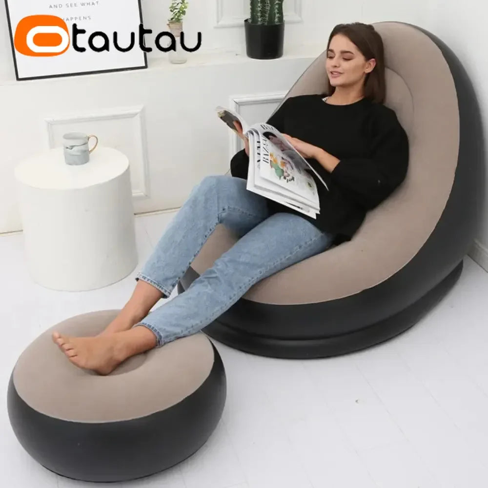 ComfortFlex | Relaxsessel mit Hocker | Ergonomisch & Mobil | Schnell Aufblasbar | Komfortabel