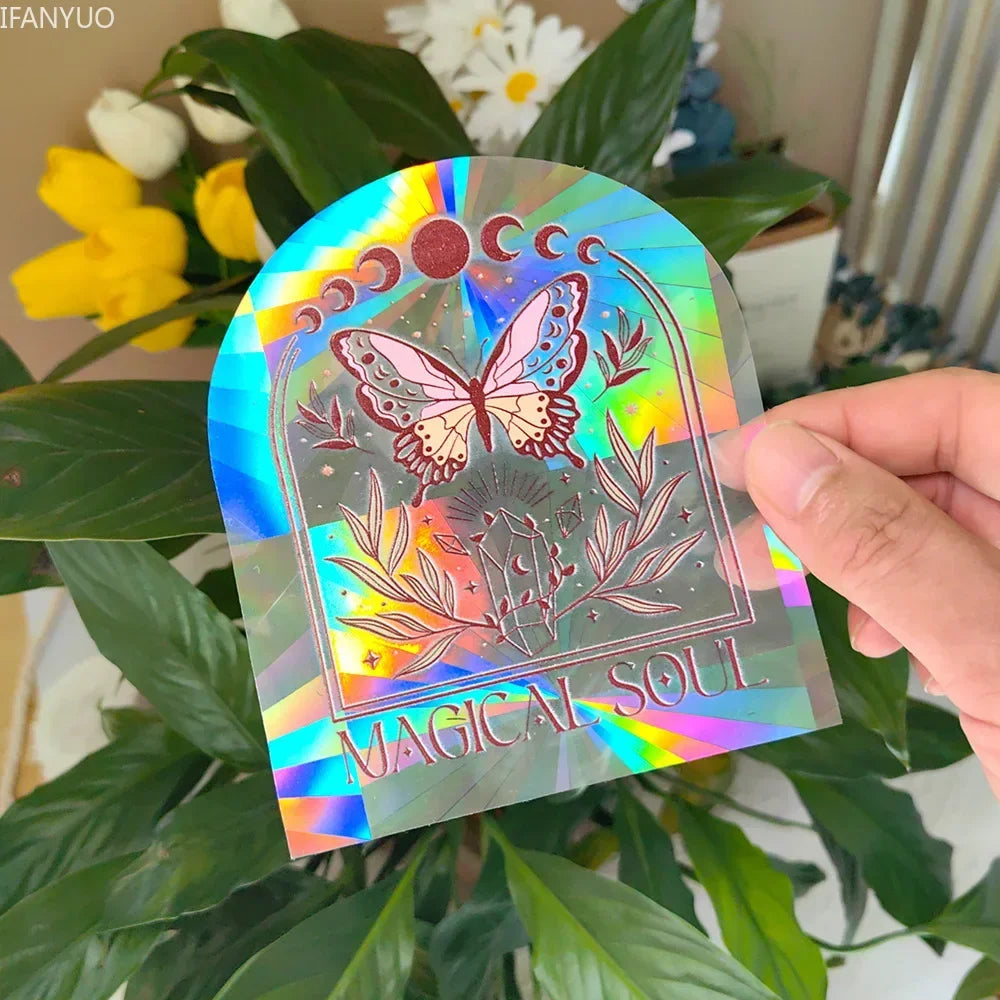 SunGlow Fenstersticker | 3D Regenbogen-Effekt | Selbstklebend & Wiederverwendbar