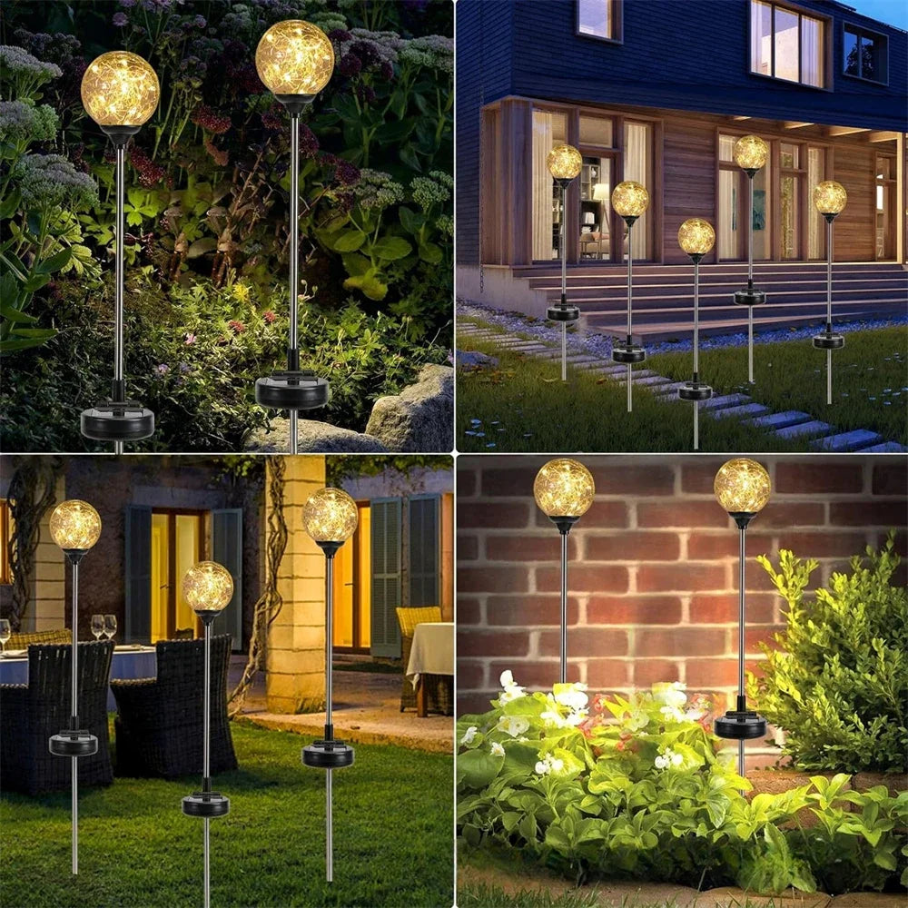 SolarSphere Glow | Solar-Kugel mit Erdspieß | Warmweißes LED-Licht | Wetterfest & Einfach zu Installieren