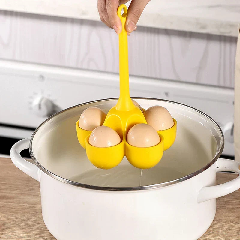EggMate Silikon Eierkocher | Für 5 Eier | Hitzebeständig & Geruchsneutral | Mit Abflussöffnung