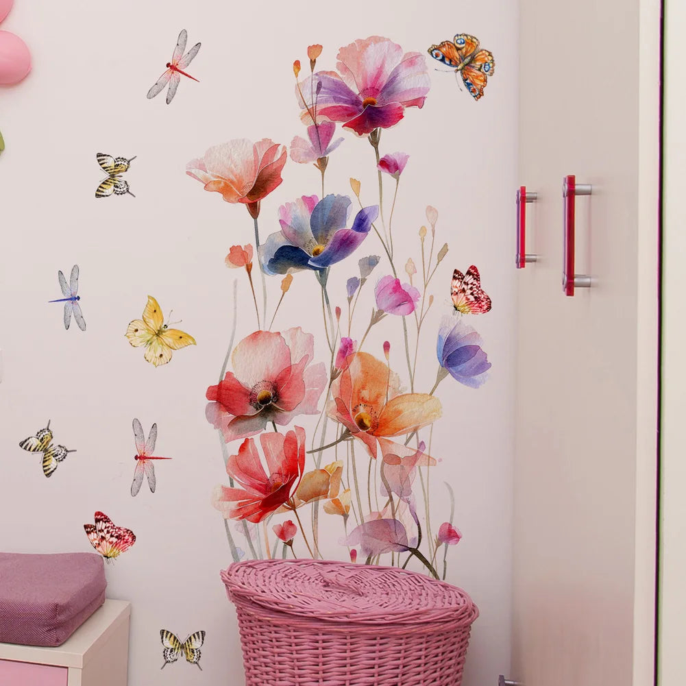 Velmora BlossomWings | Wandsticker Set | Rückstandsfrei & Romantisch | Aquarell-Optik