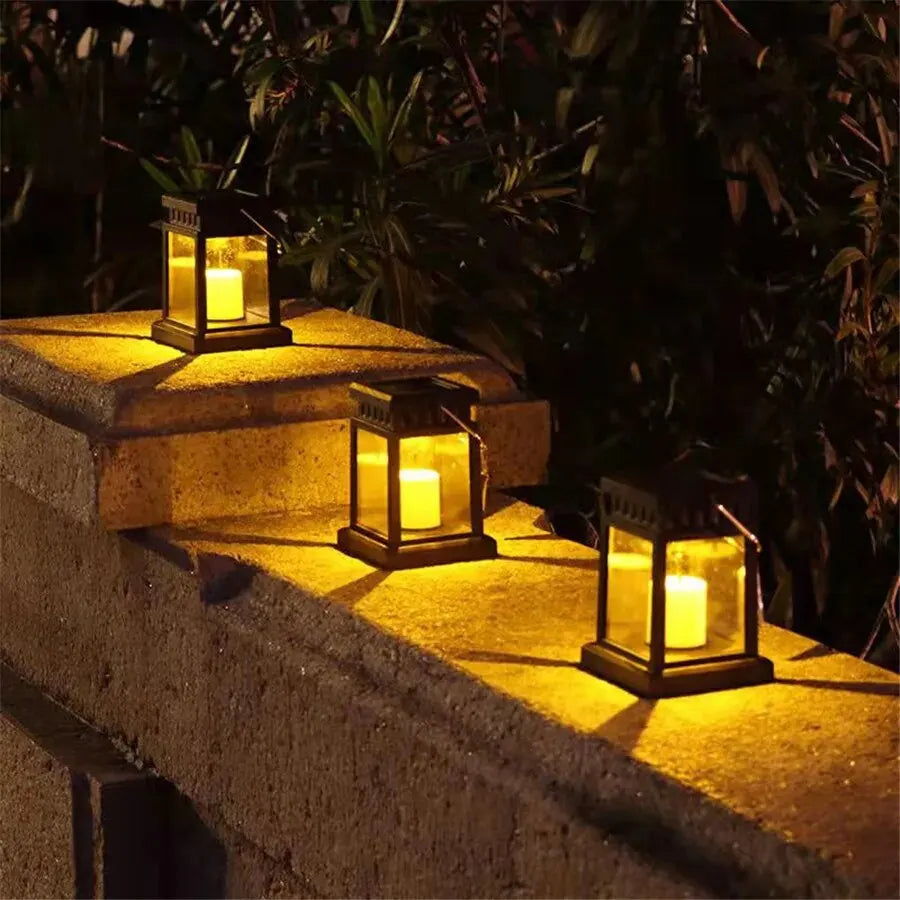 GlowAura Solar Lantern | Kerzenlicht-Effekt | Automatischer Dämmerungssensor | Wetterfest IP44
