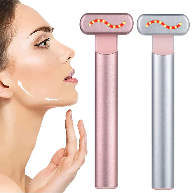 GlowVibe Pro | Anti-Aging Gesichtsmassagegerät | Rotlichttherapie, EMS Mikroströme & Vibration | Hautstraffung & Faltenreduktion