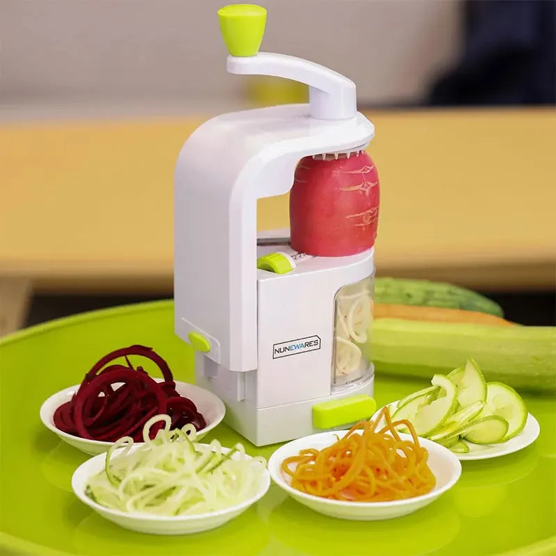 VeggiTwist | 4-in-1 Spiralschneider | Edelstahlklingen, rutschfest & kompakt | Zoodles, Gemüsespaghetti & kreative Low-Carb-Gerichte